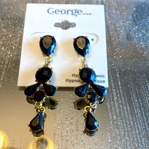 Black and gold dangly earrings